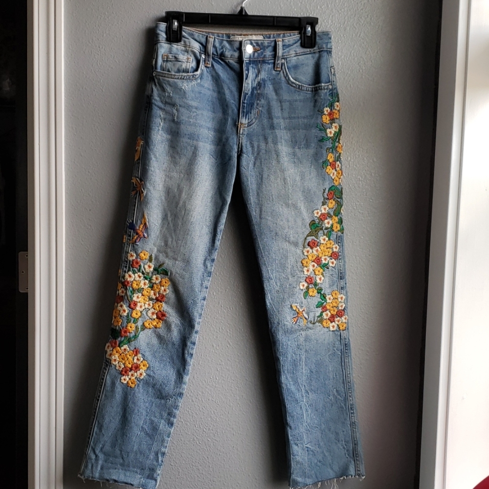 STUNNING Free People Embroidered Denim
